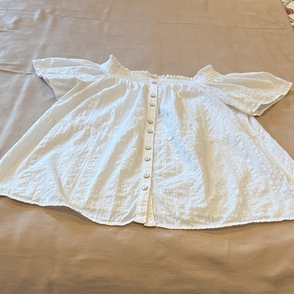 Anthropologie White XL Button-Up Blouse